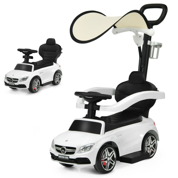 3-in-1 Mercedes Benz Ride-on Toddler Sliding Car-WhiteCostway Gallery View 3 of 12