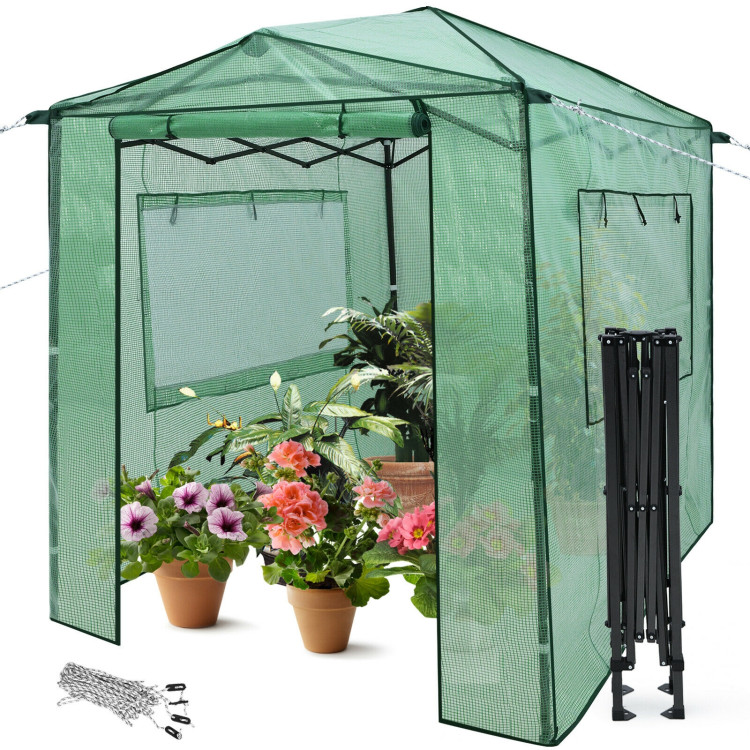 Portable Walk-in Greenhouse  with Window-GreenCostway Gallery View 4 of 12
