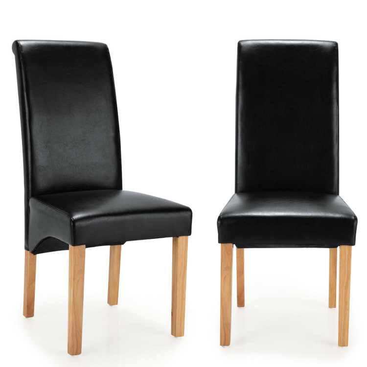 2 Pieces Dining Chairs Set with Rubber Wood Legs-BlackCostway Gallery View 3 of 12