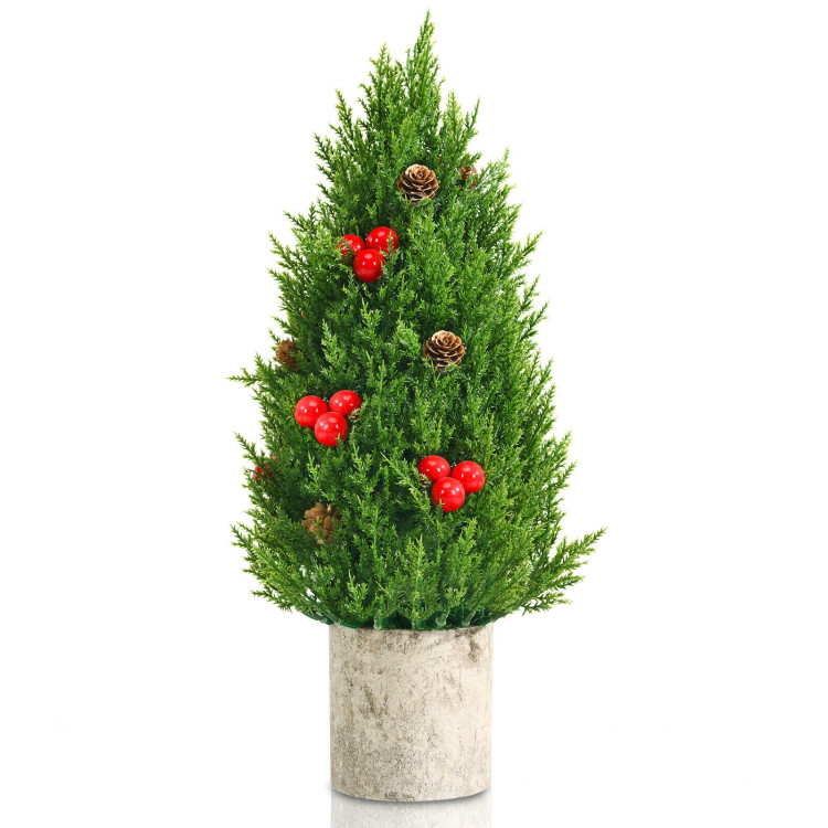18.5 Inch Tabletop Artificial Christmas Tree with 170 PE Branches and Pulp StandCostway Gallery View 1 of 11