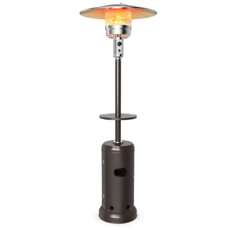 Outdoor Heater Propane Standing LP Gas Steel with Table & Wheels-BrownCostway Gallery View 1 of 10