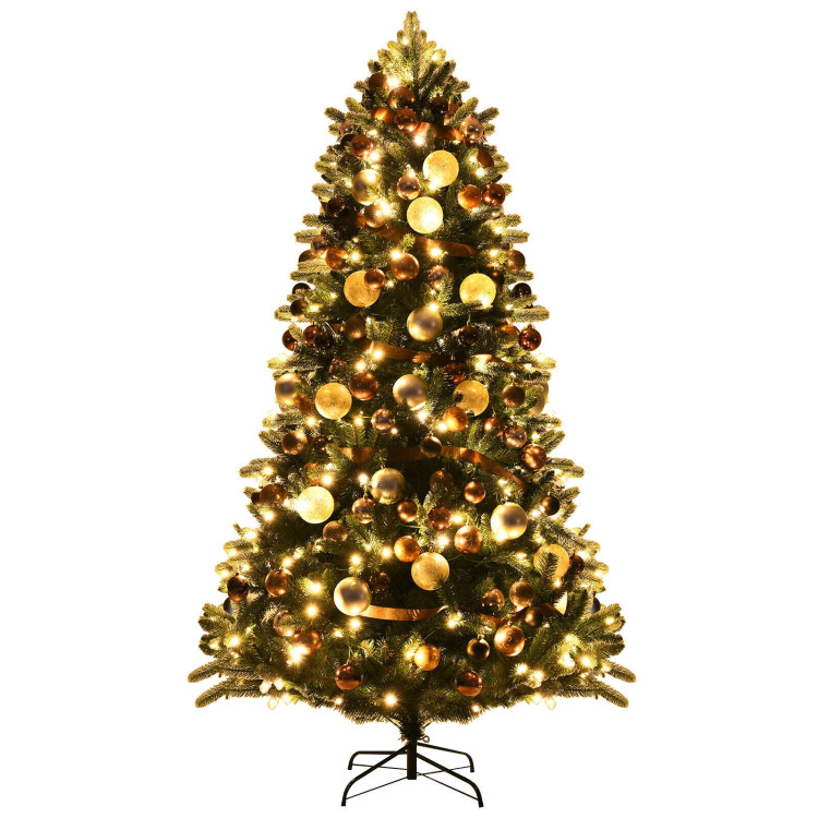 7.5 Feet Artificial Christmas Tree with Ornaments and Pre-Lit LightsCostway Gallery View 8 of 13