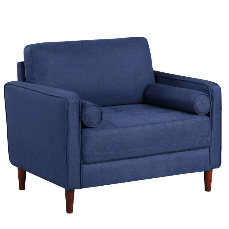 Accent Oversized Linen Club Armchair with Pillows and Rubber Wood LegsCostway Gallery View 1 of 12
