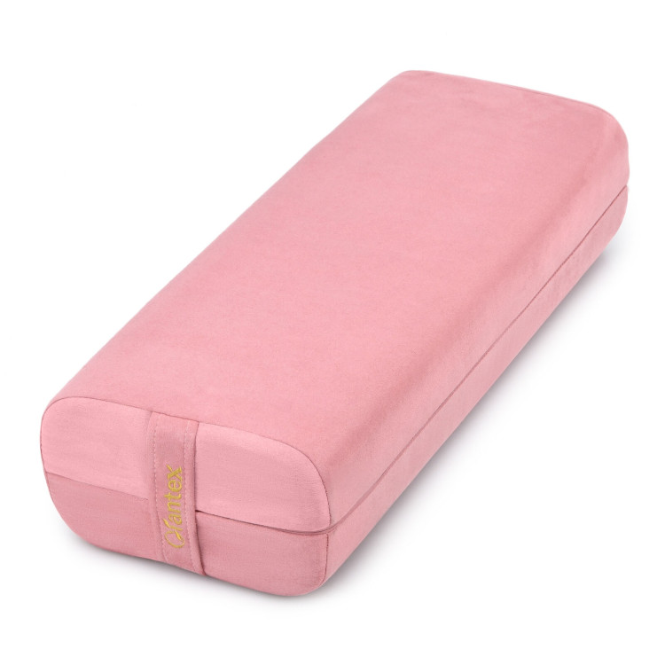 Yoga Bolster Pillow with Washable Cover and Carry Bag-PinkCostway Gallery View 10 of 12