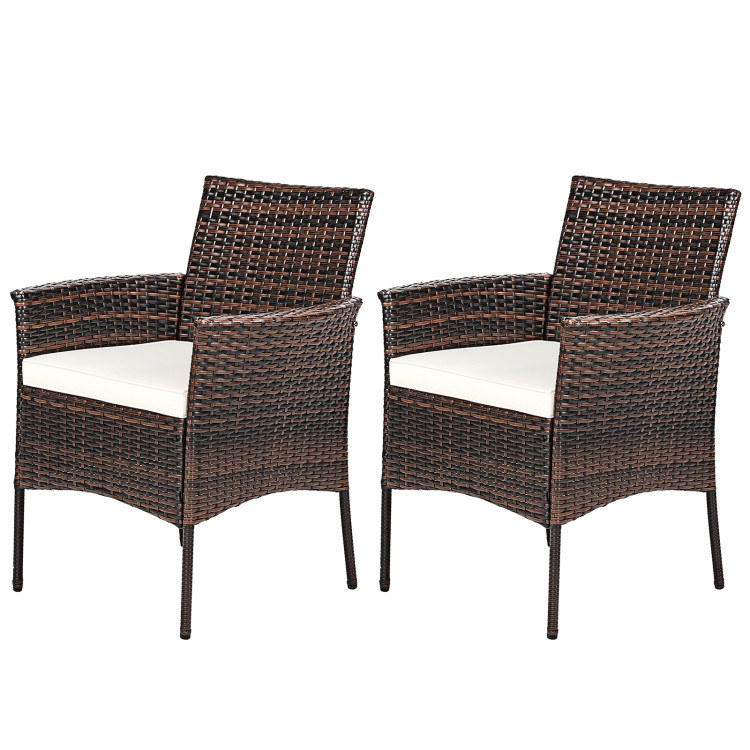 2 Pieces Outdoor PE Rattan Armchairs with Removable CushionsCostway Gallery View 3 of 11