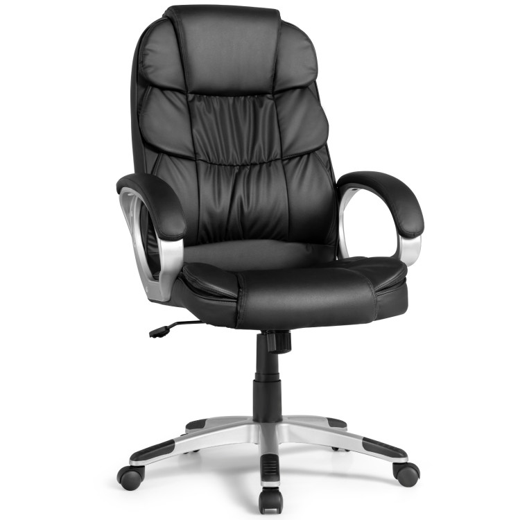 Ergonomic Office High Back Leather Adjustable Chair -BlackCostway Gallery View 1 of 10
