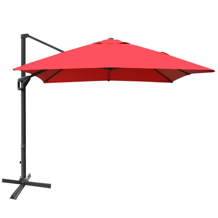 10 x 13 Feet Rectangular Cantilever Umbrella with 360° Rotation Function-RedCostway Gallery View 1 of 12