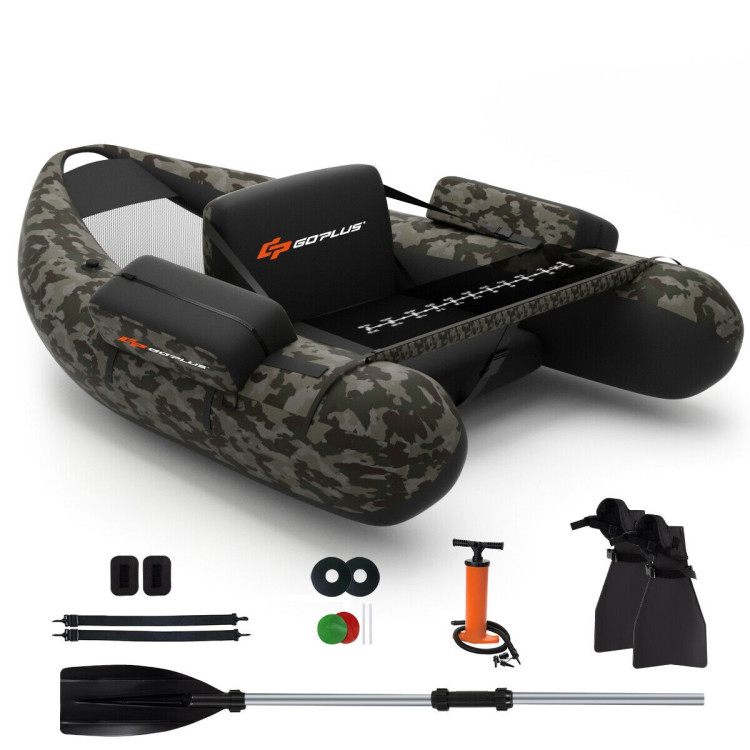 Inflatable Fishing Float with Adjustable Straps & Storage PocketsCostway Gallery View 1 of 10