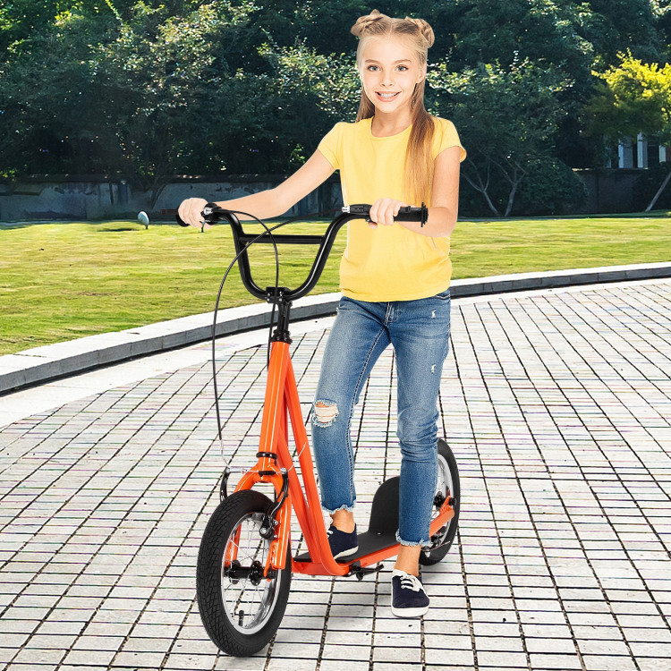 Height Adjustable Kid Kick Scooter with 12 Inch Air Filled Wheel-OrangeCostway Gallery View 1 of 9