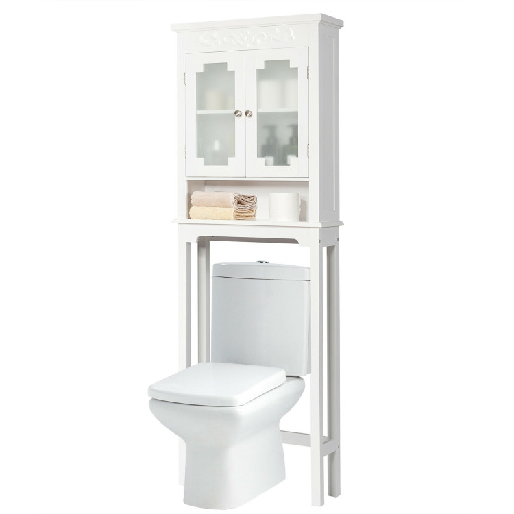 Bathroom Space Saver Carved Top Toilet Rack with Adjustable ShelfCostway Gallery View 7 of 11