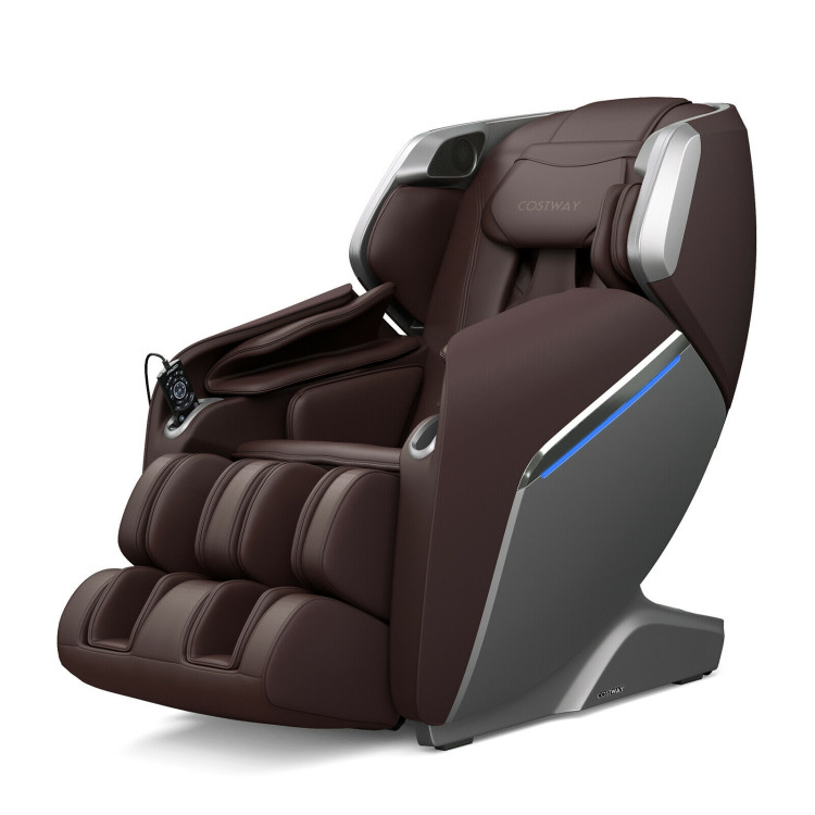 Full Body Zero Gravity Massage Chair with SL Track Voice Control Heat-BrownCostway Gallery View 3 of 12