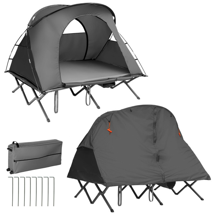 2-Person Outdoor Camping Tent with External Cover-GrayCostway Gallery View 8 of 10