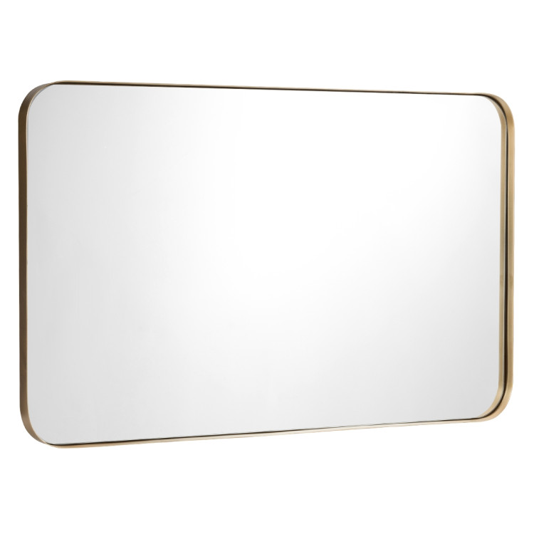 32" x 20" Metal Frame Wall-Mounted Rectangle Mirror-GoldenCostway Gallery View 1 of 12