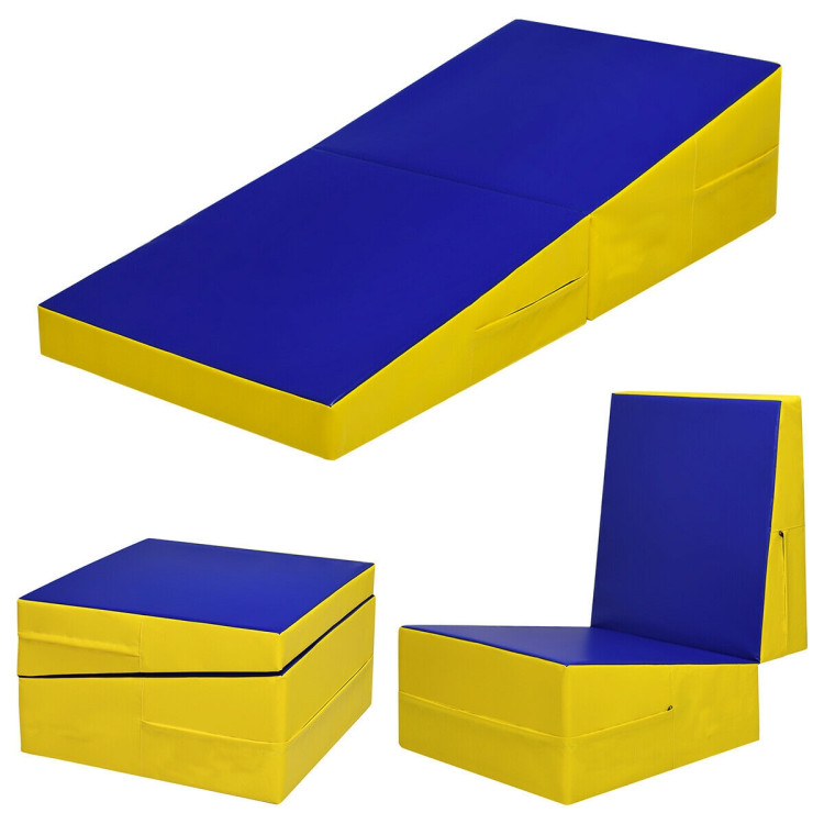 Folding Incline Mat Slope Cheese Gymnastics Gym Exercise YellowCostway Gallery View 3 of 12