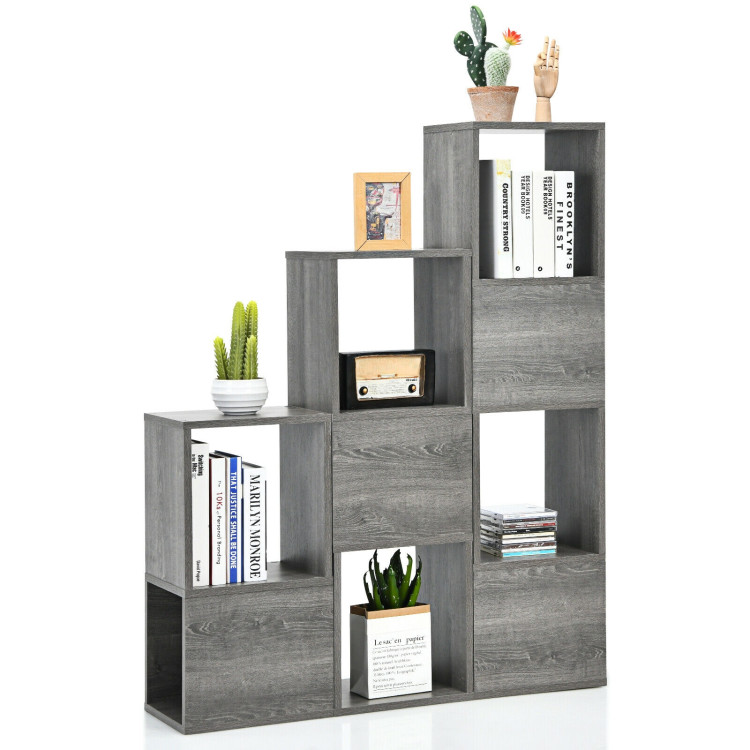 Freestanding Display Shelf for Living Room-GrayCostway Gallery View 7 of 9