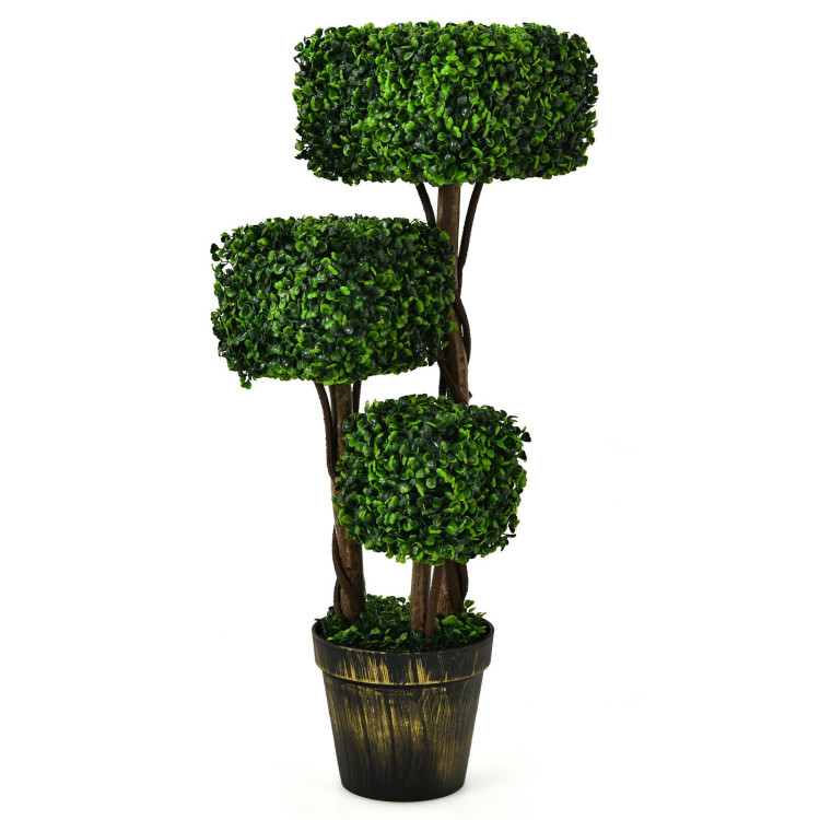 36 Inch Artificial Boxwood Topiary UV Protected Indoor Outdoor TreeCostway Gallery View 1 of 12