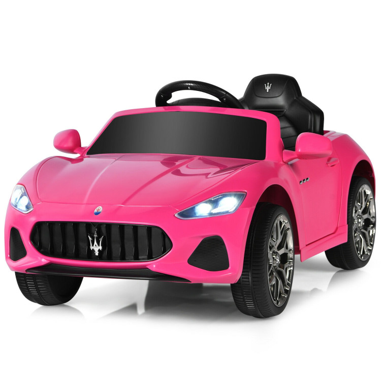 12V Kids Ride-On Car with Remote Control and Lights-PinkCostway Gallery View 4 of 12