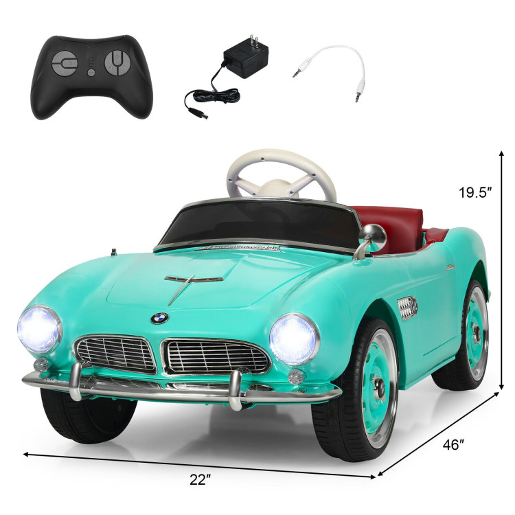 12 V BMW 507 Licensed Electric Kids Ride On Retro Car-GreenCostway Gallery View 4 of 12