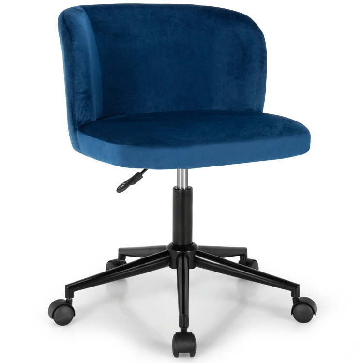 Velvet Leisure Office Chair with Adjustable Height-BlueCostway Gallery View 7 of 10
