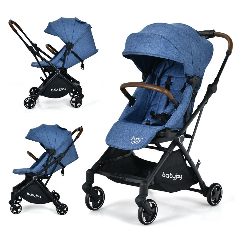 Blue Costzon Infant Stroller Two Way Foldable Baby Toddler Pushchair w/Storage Basket 