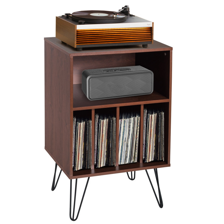 Freestanding Record Player Stand Record Storage Cabinet with Metal LegsCostway Gallery View 10 of 12