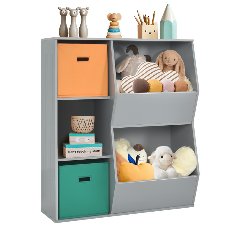 Kids Toy Storage Cabinet Shelf Organizer -GrayCostway Gallery View 8 of 10