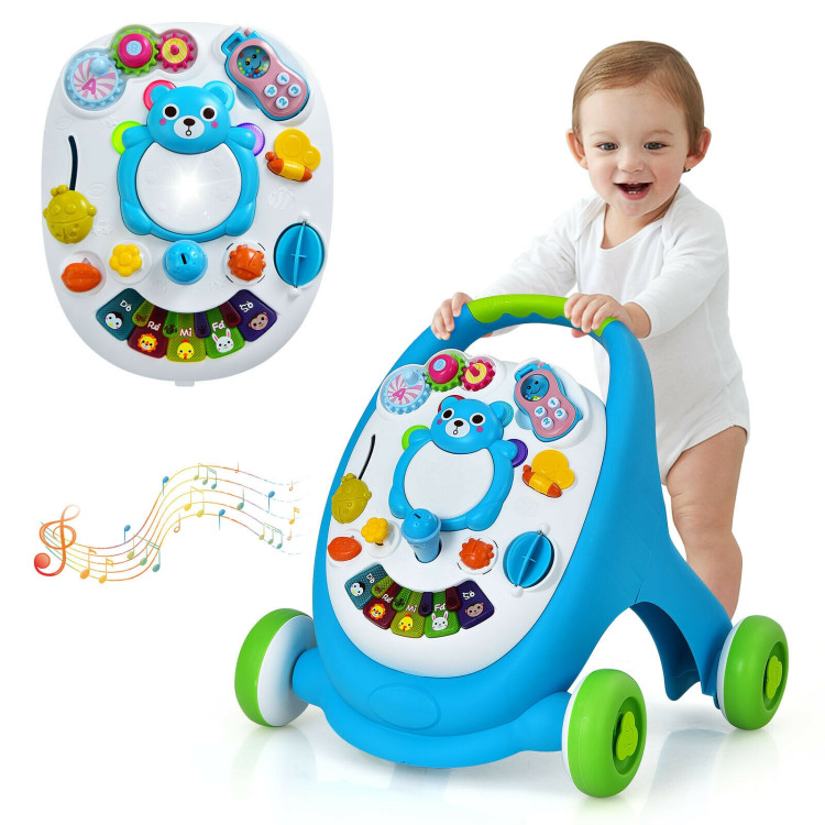 Sit-to-Stand Toddler Learning Walker with Lights and Sounds-BlueCostway Gallery View 4 of 10