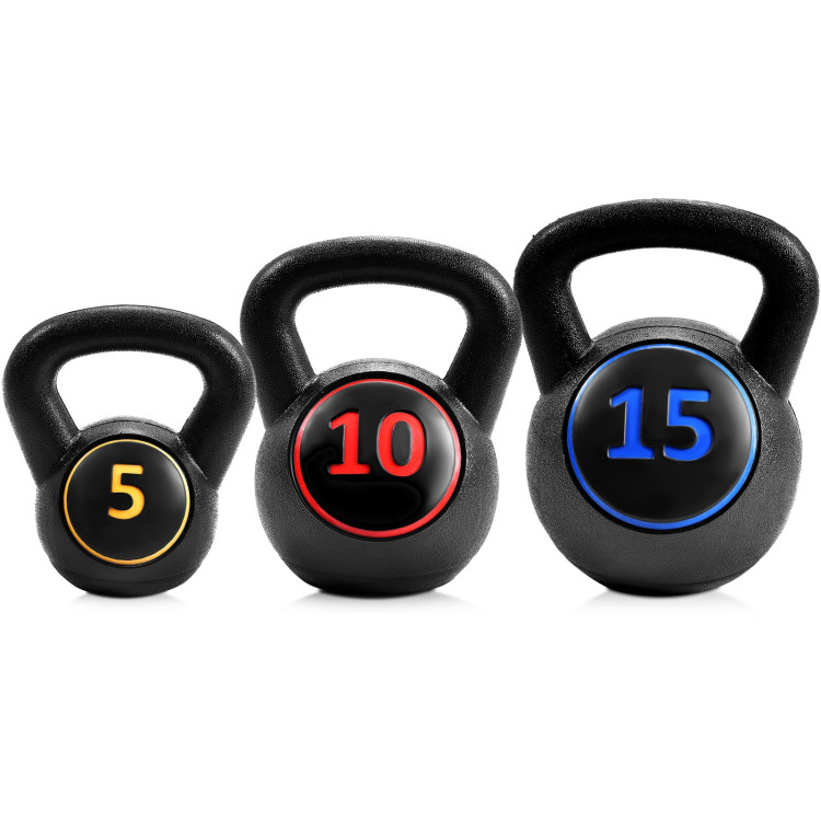 3 Pieces 5 10 15lbs Kettlebell Weight SetCostway Gallery View 7 of 11