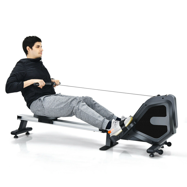 Folding Magnetic Rowing Machine with Monitor Aluminum Rail 8 Adjustable ResistanceCostway Gallery View 3 of 9
