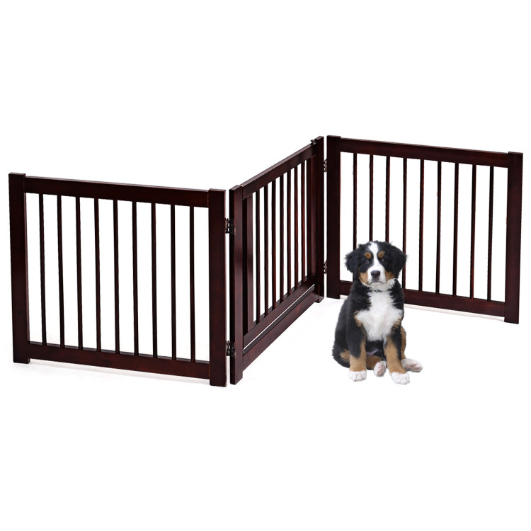 24 Inch Configurable Folding 3 Panel Wood Dog FenceCostway Gallery View 3 of 7