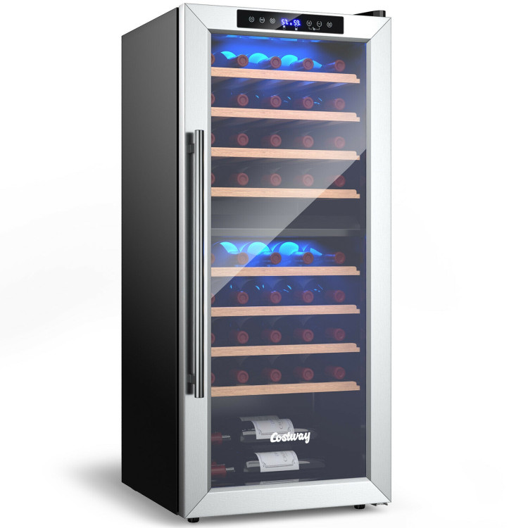 43 Bottle Wine Cooler Refrigerator Dual Zone Temperature Control with 8 Shelves-BlackCostway Gallery View 1 of 10