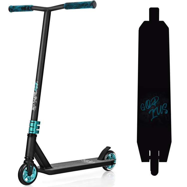 Freestyle Tricks High-End Pro Stunt Scooter with Luminous Aluminum Deck-GreenCostway Gallery View 4 of 10