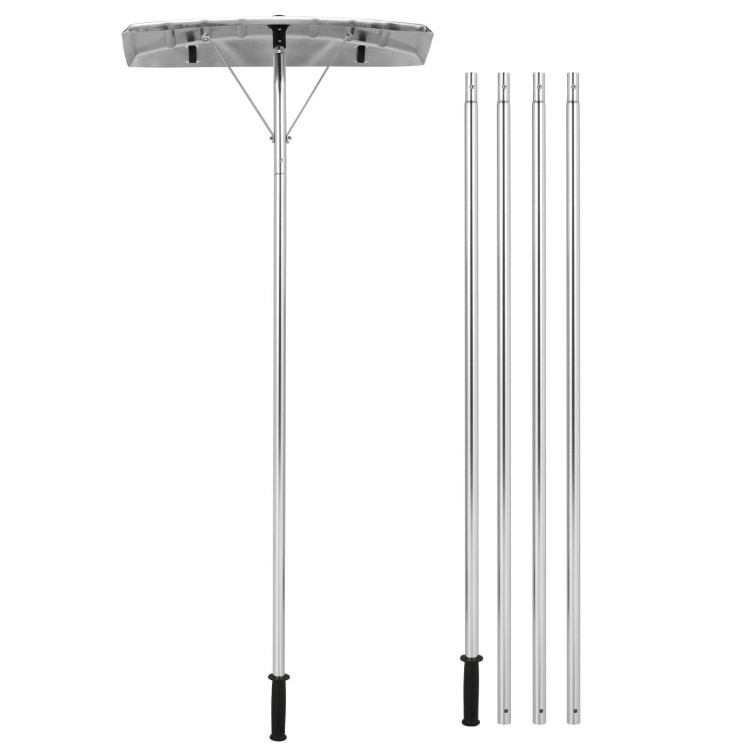 4.8-20 Feet Sectional Snow Roof Rake with Built-in WheelsCostway Gallery View 7 of 10