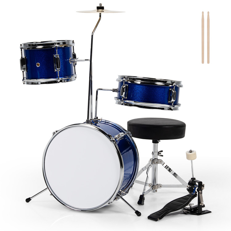5 Pieces Junior Drum Set with 5 Drums-BlueCostway Gallery View 4 of 10