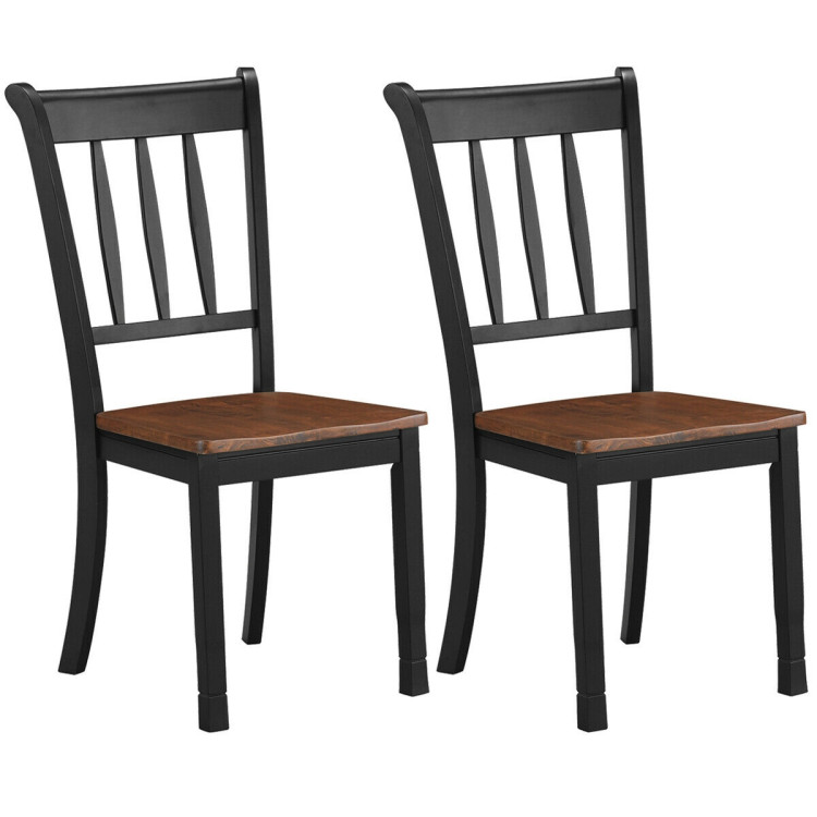 2 Pieces Solid Whitesburg Spindle Back Wood Dining Chairs-BlackCostway Gallery View 1 of 9