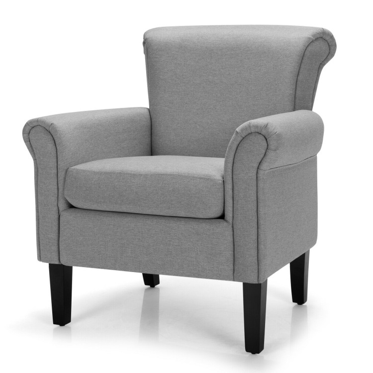 Upholstered Fabric Accent Chair with Adjustable Foot Pads-Light GrayCostway Gallery View 4 of 9
