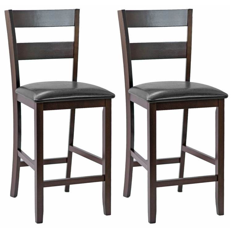 2-Pieces Upholstered Bar Stools Counter Height Chairs with PU Leather CoverCostway Gallery View 1 of 9