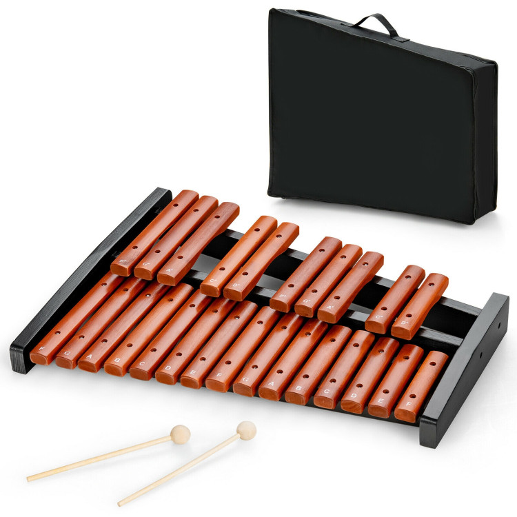 25 Notes Xylophone Wooden Percussion Educational Instrument with 2 MalletsCostway Gallery View 8 of 12
