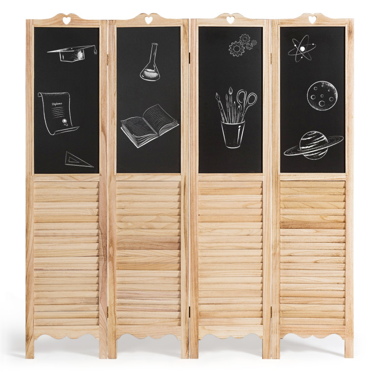 4-Panel Folding Privacy Room Divider Screen with Chalkboard Costway Gallery View 1 of 10