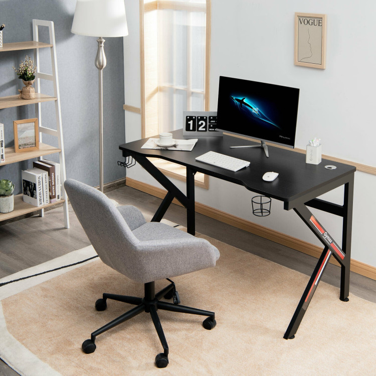 48 Inch K-shaped Gaming Desk with Cup Holder with Headphone HookCostway Gallery View 1 of 9