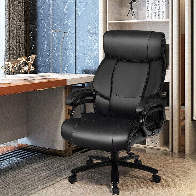 Big & Tall 400lb PU Leather Massage Office Chair-BlackCostway Gallery View 1 of 12