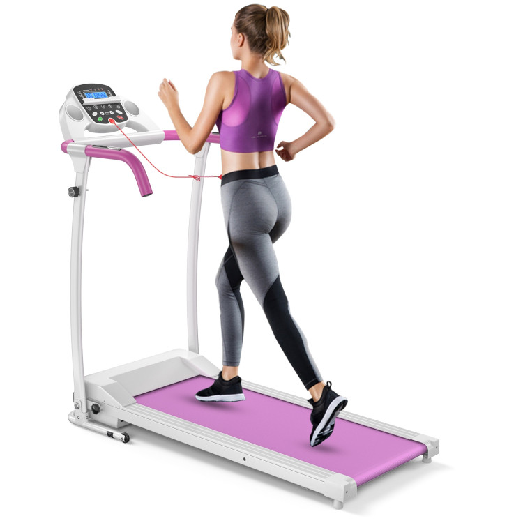Compact Electric Folding Running and Fitness Treadmill with LED Display-PinkCostway Gallery View 6 of 10