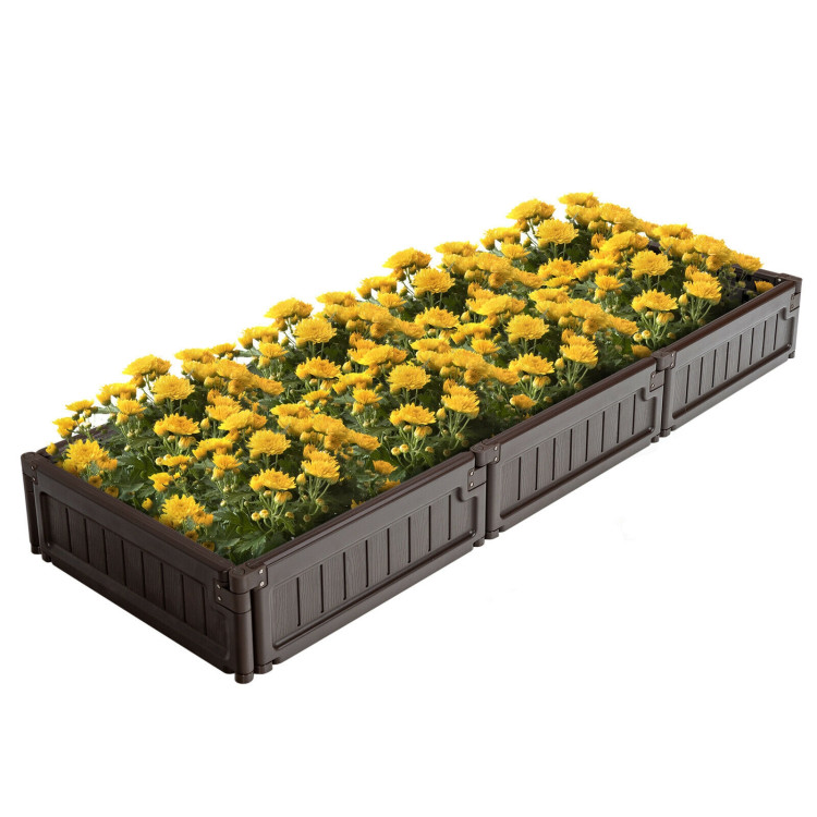 4 x 4 Feet Raised Garden Bed Kit Outdoor Planter Box with Open Bottom Design-BrownCostway Gallery View 7 of 9