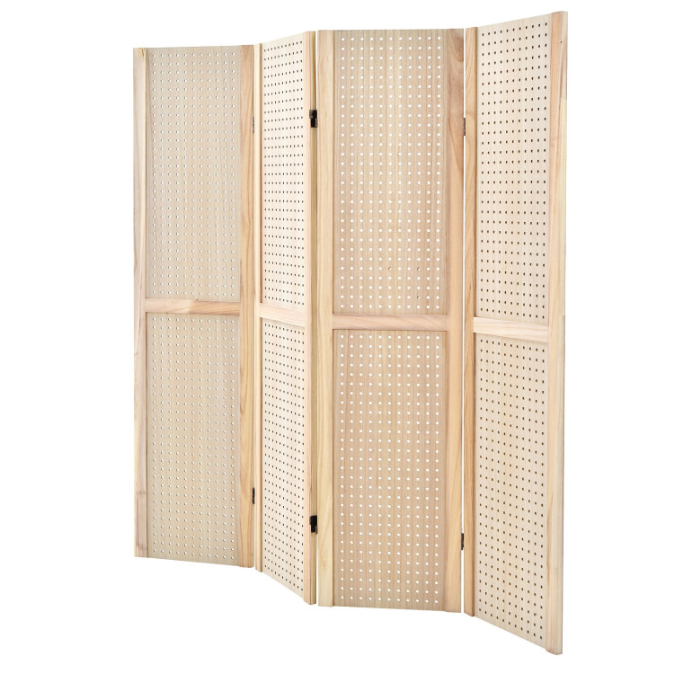 4-Panel Pegboard Display 5 Feet Tall Folding Privacy Screen for Craft Display OrganizedCostway Gallery View 8 of 12