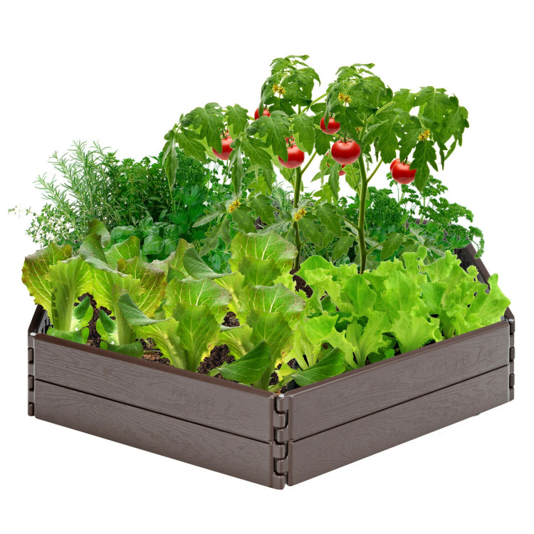 Raised Garden Bed Set for Vegetable and Flower-BrownCostway Gallery View 3 of 9