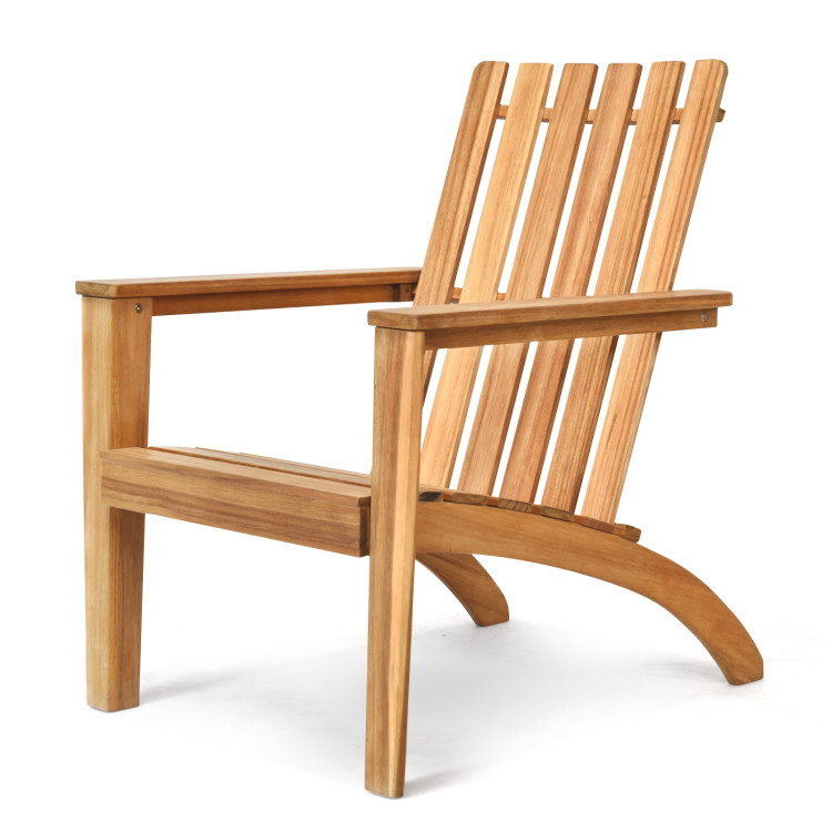 Outdoor Durable Patio Acacia Wood Adirondack Lounge Armchair-NaturalCostway Gallery View 3 of 10