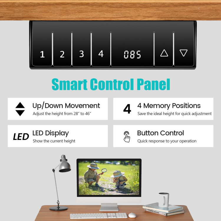 Electric Height Adjustable Standing Desk with Memory Controller - Costway