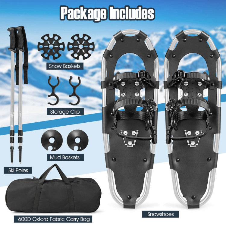 21/25/30 Inch 4-in-1 Lightweight Terrain Snowshoes with Flexible Pivot System-21 inchesCostway Gallery View 9 of 11