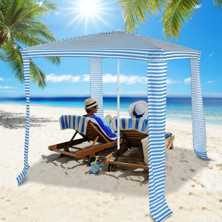 6.6 x 6.6 Feet Foldable and Easy-Setup Beach Canopy With Carry Bag-BlueCostway Gallery View 2 of 10