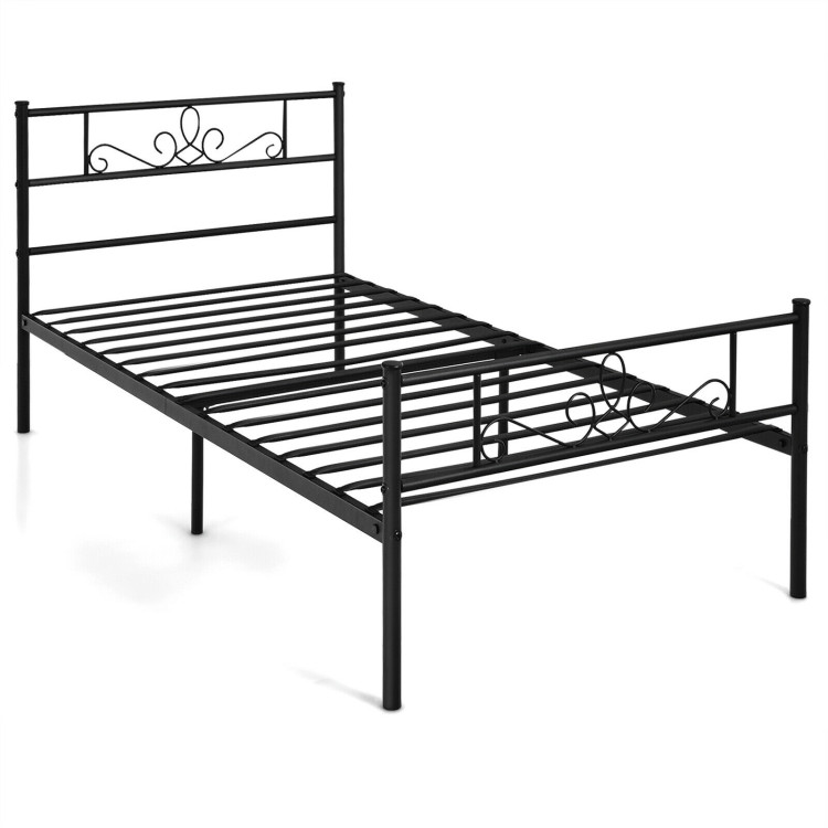 Twin/Full/Queen Size Metal Bed Frame with Headboard and Footboard-Twin SizeCostway Gallery View 3 of 9